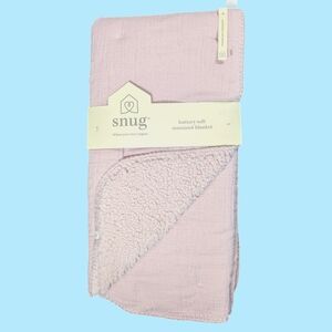 Snug Pink Baby Blanket Muslin Sherpa Fleece Infant Girls Buttery Soft NEW